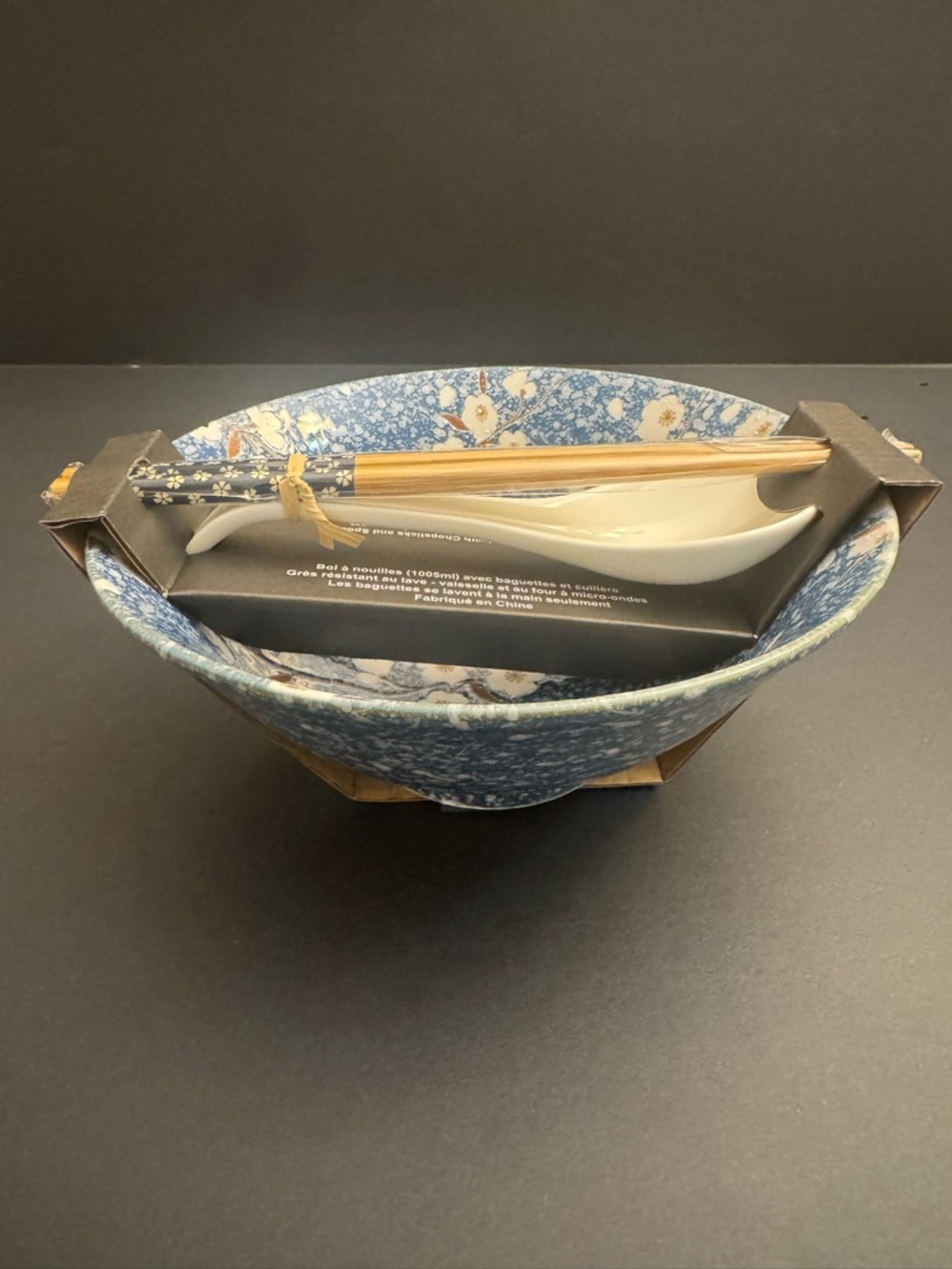SH Home 4pc Ceramic Noodle Bowl with Chopstick & Spoon Set - Picture 3 of 5